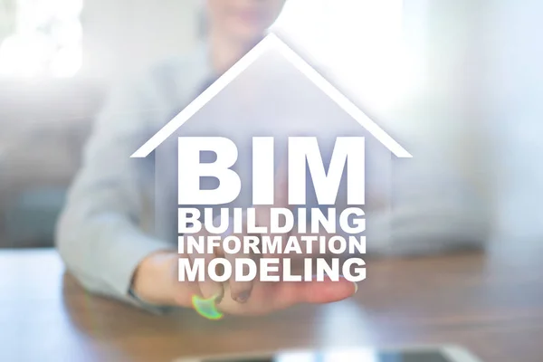 BIM - Creación de modelos de información. Concepto industrial y tecnológico . — Foto de Stock