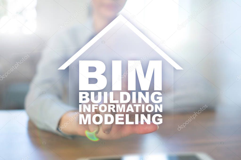 BIM - Building information modeling. Industrial and technology concept.