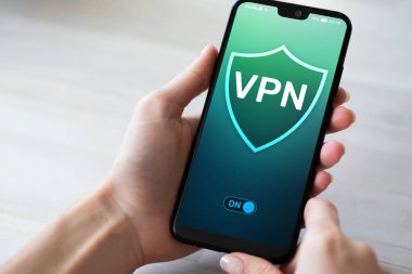 VPN sanal özel ağ, anonim ve güvenli internet erişimi. Teknoloji kavramı.