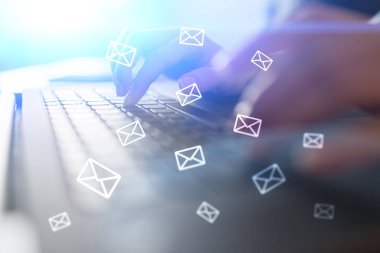 Sanal ekran mesajları simgeleri. İletişim kavramı.