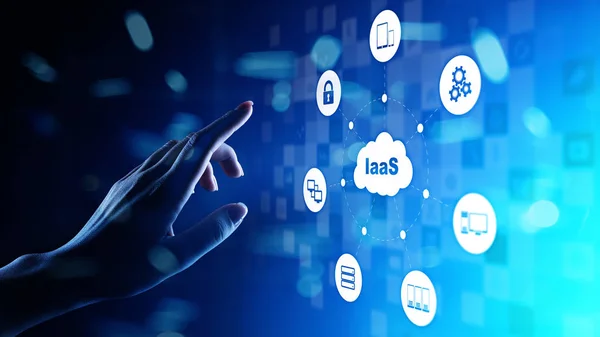 IaaS - Infraestructura como plataforma de servicios, redes y aplicaciones. Concepto de Internet y tecnología en pantalla virtual . — Foto de Stock