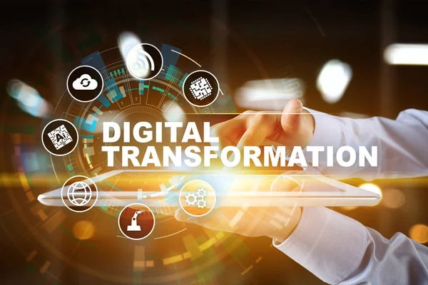 Cyfrowa transformacja, pojęcie Digitalizacja procesów biznesowych i nowoczesna technologia. — Zdjęcie stockowe
