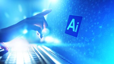 AI yapay zeka, öğrenme, büyük veri analizi ve otomasyon teknoloji ile iş makinesi