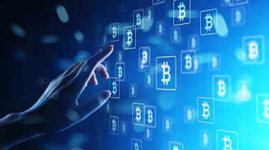 Bitcoin kripto para ticareti ve yatırım konsepti. Finansal teknoloji, Fintech ve dijital para.