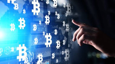 Bitcoin kripto para ticareti ve yatırım konsepti. Finansal teknoloji, Fintech ve dijital para.