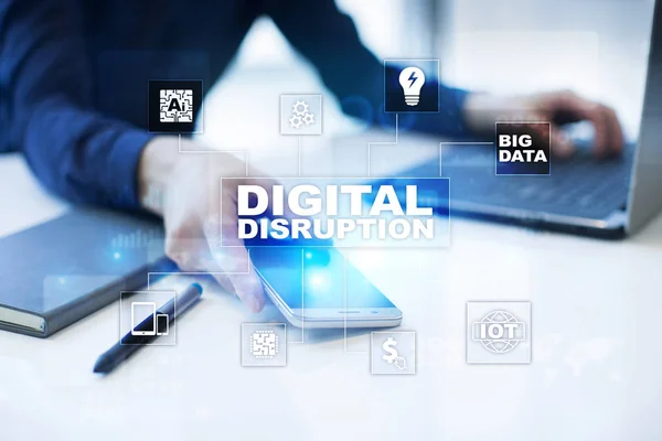 Digital disruption, future technology concept on virtual screen.