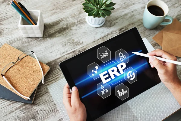 ERP system. Enterprise resources planning. Business process automation. — Stock Photo, Image