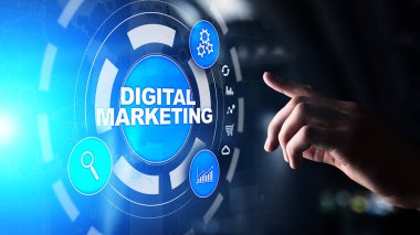 Dijital pazarlama, çevrimiçi reklam, SEO, SEM, SMM. İş ve İnternet kavramı.