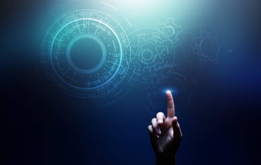 Sanal ekranda kopyalama, tasarım, çizim, tasarım, CAD. Teknoloji, İş ve Endüstri konsepti için arka plan.