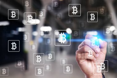 Bitcoin cryptocurrency. Pazar ticaret, finans teknoloji ve dijital para kavramı.
