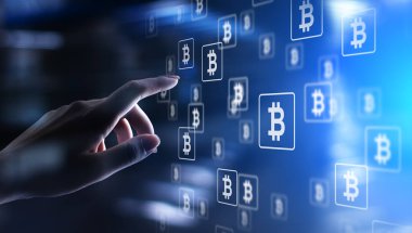 Bitcoin kripto para ticareti ve yatırım konsepti. Finansal teknoloji, Fintech ve dijital para.