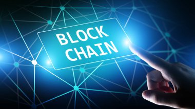 Sanal ekranda engelleme teknolojisi konsepti. Kriptografi ve kripto para birimi.