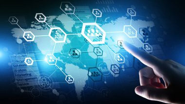 İK, İnsan Kaynakları Yönetimi, işe alım, dış kaynak kullanımı. İş ve modern teknoloji kavramı.