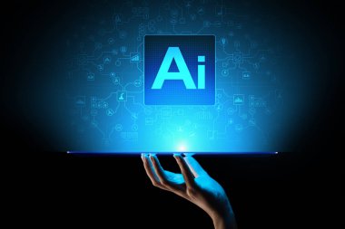 AI yapay zeka, öğrenme, büyük veri analizi ve otomasyon teknoloji ile iş makinesi