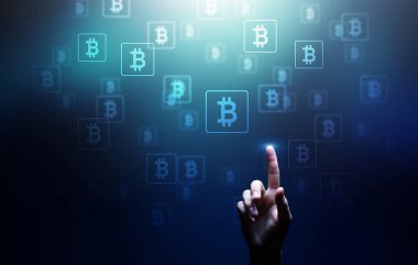 Bitcoin kripto para ticareti ve yatırım konsepti. Finansal teknoloji, Fintech ve dijital para.