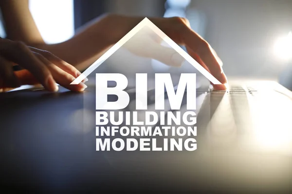 BIM - przeslanek jest procesem wytwarzania i zarządzania cyfrowe odpowiedniki cechy fizyczne i funkcjonalne miejsca. — Zdjęcie stockowe