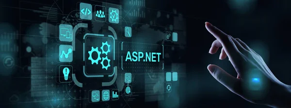 ASP.NET Desarrollo del concepto de lenguaje de programación en pantalla virtual. —  Fotos de Stock