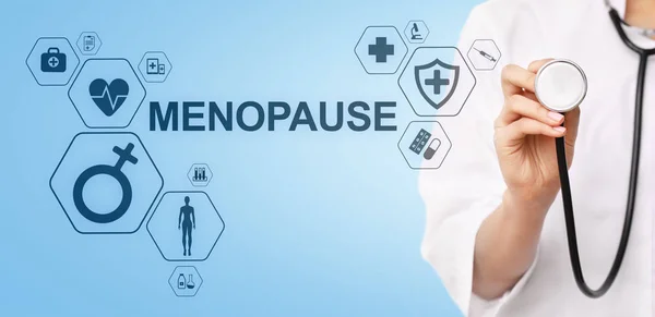 Menopause age women health medical concept on screen.