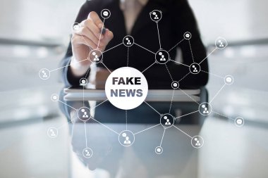 Sanal ekran üzerinde sahte haber uyarı.