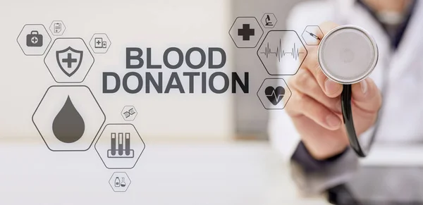 Dia de doação de sangue Conceito médico na tela virtual. — Fotografia de Stock