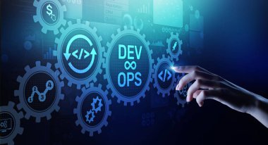 Sanal ekranda Çevik Gelişim Konsepti DevOps.