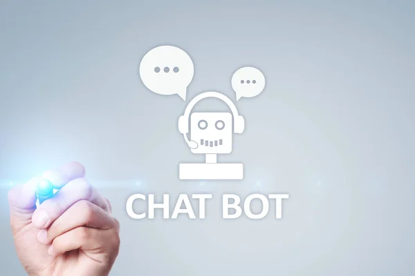 Chat bot, AI, kunstmatige intelligentie en automatiseringstechnologie in service en ondersteuning. Bedrijfsinnovatie. — Stockfoto