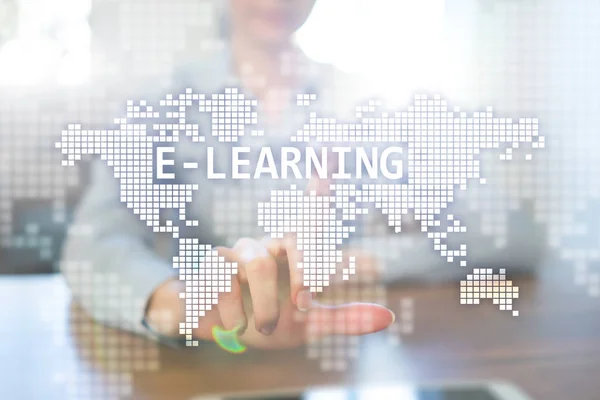 E-learning, internationales Online-Bildungskonzept. Internet und Technologie. — Stockfoto