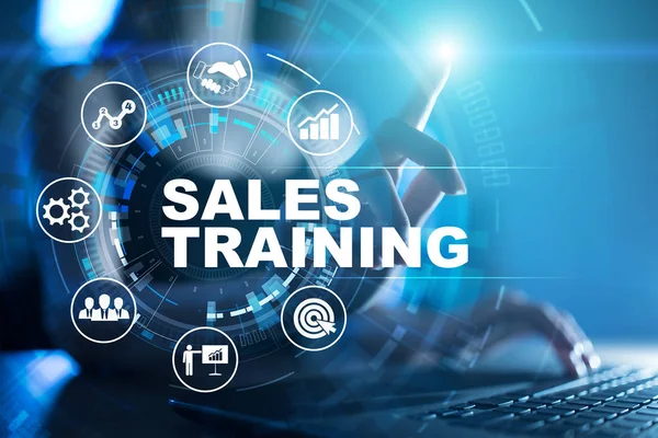 Sales training, Business development and marketing concept on virtual screen.