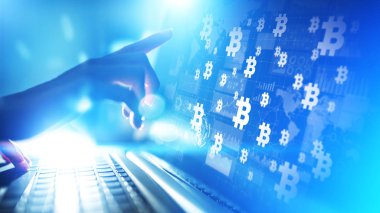 Bitcoin kripto para ticareti ve yatırım konsepti. Finansal teknoloji, Fintech ve dijital para.
