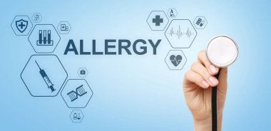 Alerji tanı tıbbi ve sağlık kavramı Doktor stetoskop ile.