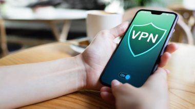 VPN sanal özel ağ, anonim ve güvenli internet erişimi. Teknoloji kavramı.