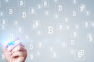 Bitcoin cryptocurrency. Pazar ticaret, finans teknoloji ve dijital para kavramı.