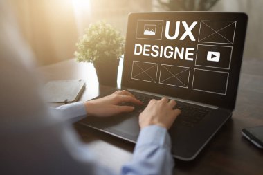 UX Tasarım. Kullanıcı deneyimi tasarımcısı, Web ve uygulama geliştirme. İnternet ve teknoloji kavramı.