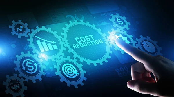 Koncepcja finansowania przedsiębiorstw redukcji kosztów na ekranie wirtualnym. — Zdjęcie stockowe