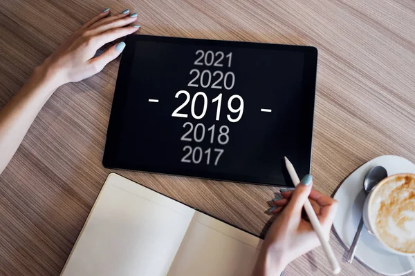 2019 year change. Goal setting and business strategy. Financial growth.