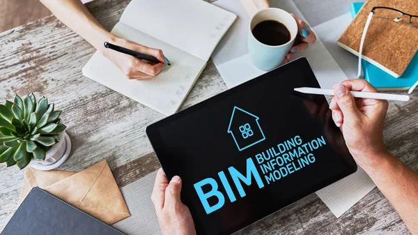 BIM - Koncepcja modelowania informacji na ekranie. — Zdjęcie stockowe