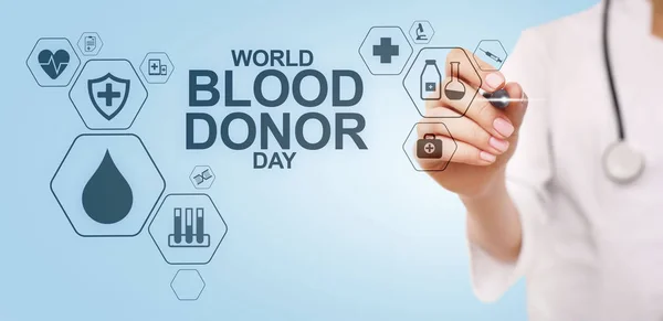 Día mundial de los donantes de sangre. Concepto médico en pantalla . —  Fotos de Stock