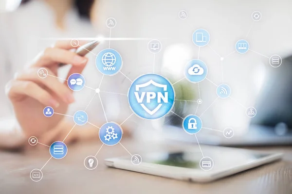 VPN віртуальні приватні мережі протоколу. Кібер безпеки та конфіденційності зв'язку технології. Анонім Інтернет. — стокове фото