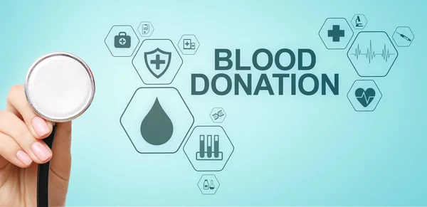 Dia de doação de sangue Conceito médico na tela virtual. — Fotografia de Stock