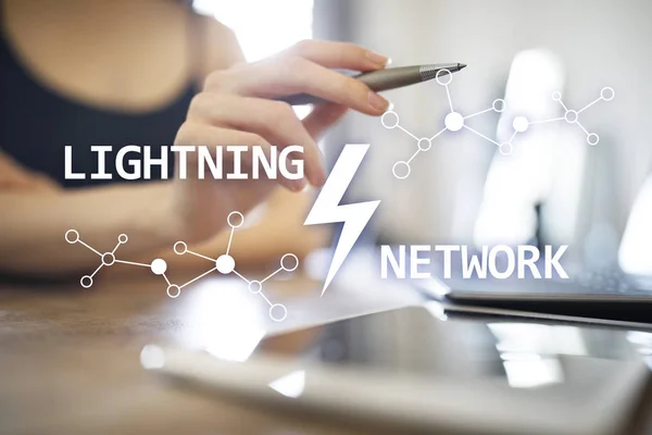 Lightning network - second layer payment protocol that operates on top of a blockchain. Bitcoin, internet payment.