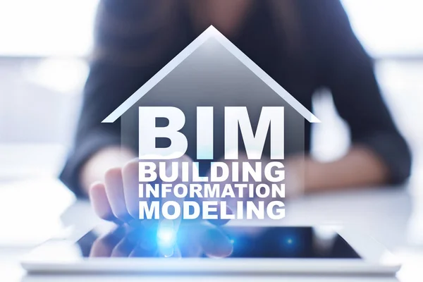 BIM-bygga informations modellering på virtuell skärm. — Stockfoto