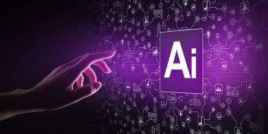 AI yapay zeka, öğrenme, büyük veri analizi ve otomasyon teknoloji ile iş makinesi