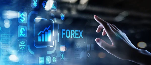 Forex trading Devises Bourse de change Concept d'affaires d'investissement sur écran virtuel. — Photo