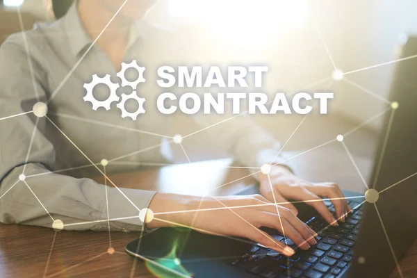 Smart contract, blockchain in modern business technology.