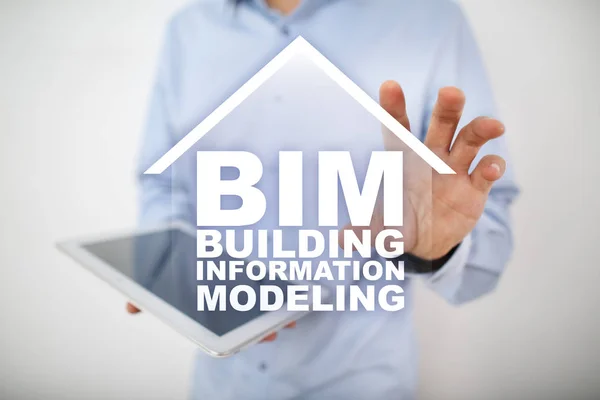 BIM - Building information modeling on virtual screen.