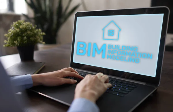 BIM - Building information modeling concept on screen.