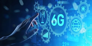 6G Yeni nesil telekomünikasyon hızlı internet ve teknoloji kavramı sanal ekranda.