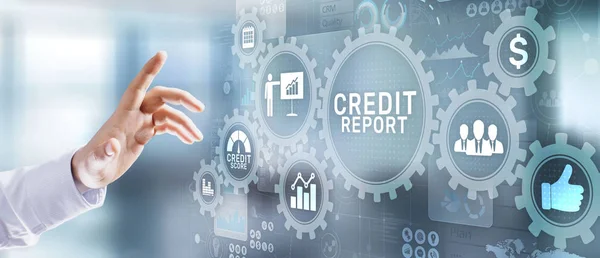 Credit report score business Concept de finance sur écran virtuel. — Photo