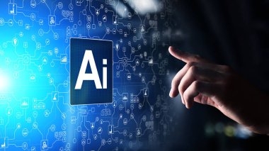 AI yapay zeka, öğrenme, büyük veri analizi ve otomasyon teknoloji ile iş makinesi
