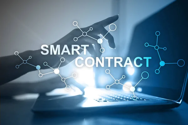 Smart contract, blockchain in modern business technology.